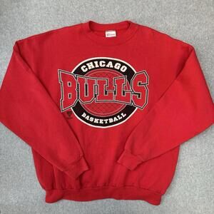 Vintage 90s Red Chicago Bulls Crewneck Sweatshirt Size 2XL Team Hanes-NBA